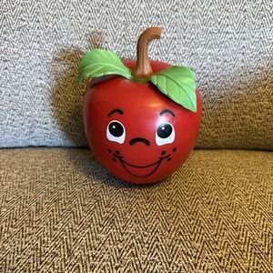 Vintage Fisher Price 1972 Happy Apple, Musical Chime Roly Poly Wobble Short Stem